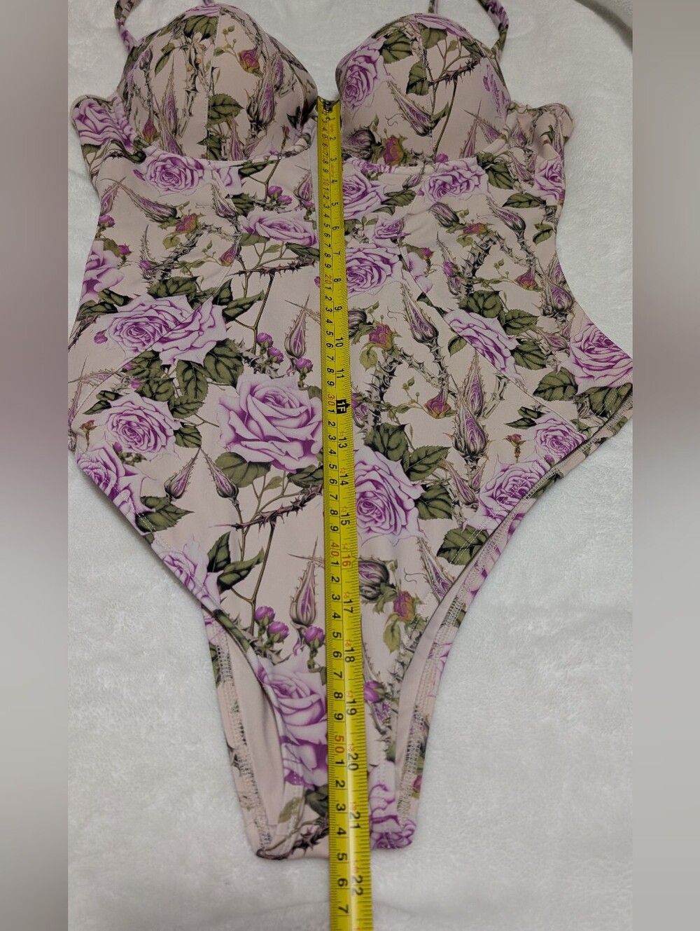 XL TA3 Floral One-Piece Sculpting Push-Up Swimsuit - Thorny Rose - Picture 10 of 13